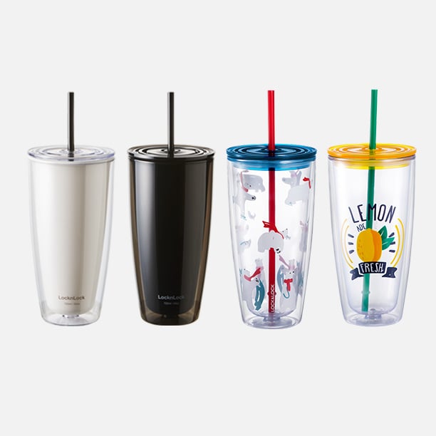 [Voucher 10% tối đa 300k] Ly Nhựa Có Ống Hút Lock&Lock - 750ml - 4 Màu (Đen, Ngà, Xanh Nước Biển, Vàng) - HAP507
